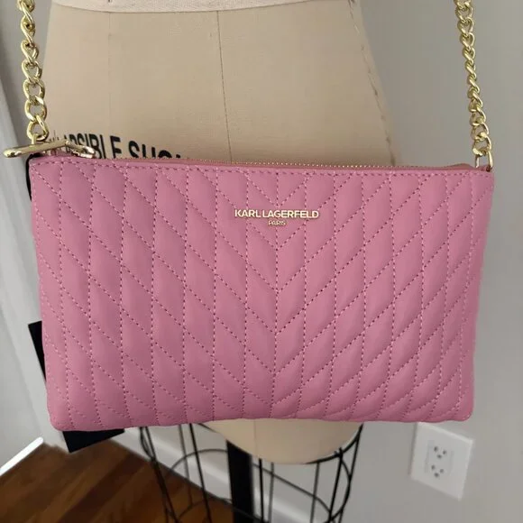Karl Lagerfeld Paris Karolina Pink Crossbody NWT - Picture 2 of 9